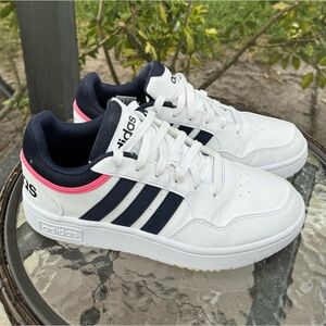 Adidas women hoops 3.0 white/pink sz 8 1/2 basketball shoes